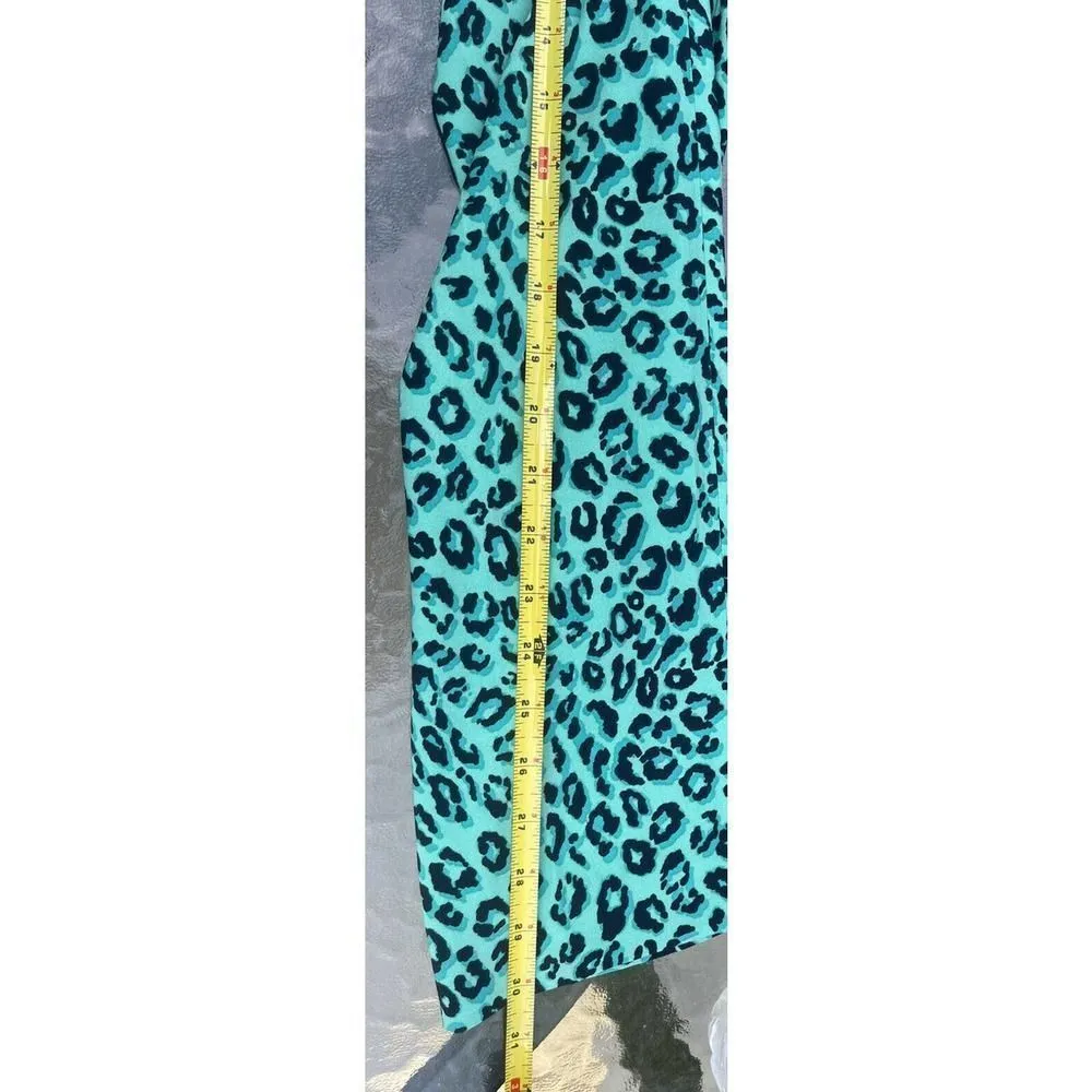 Ann Taylor Loft Leopard Animal Print Dress Pants Green/Black Polyester/Spandex - Image 6