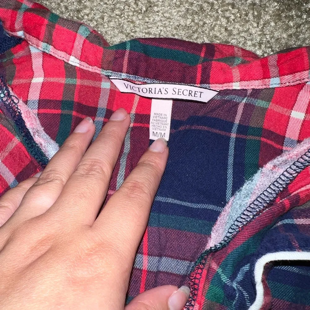 Victoria’s Secret Red and Blue Plaid Button-Up Shirt - Image 7