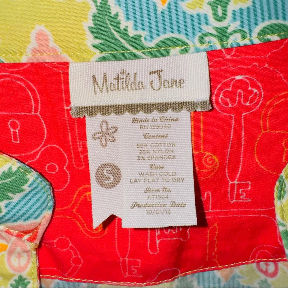 Matilda Jane Green Acres Floral Print Button Down Tunic Top Mini Dress size SM - Image 3