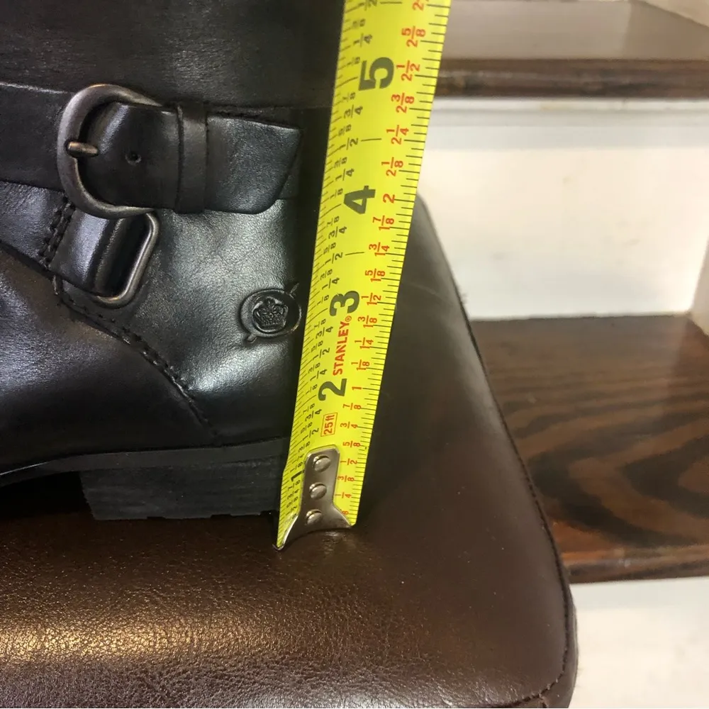 BORN Black Knee High Leather Moto Riding Boots w Straps Buckles NWOT SZ 8 - Image 14