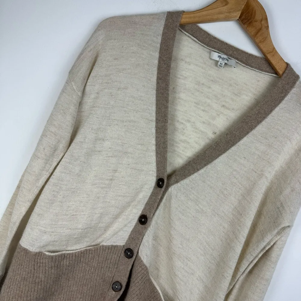 Madewell Contrast Knit Yarn Mix Cardigan Sweater Sz XS Wool Linen Alpaca - Image 5