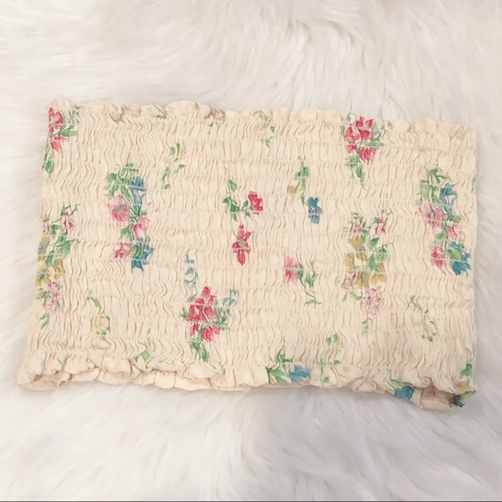 First of a Kind Yellow Floral Ruched Tub Top OS - Image 5