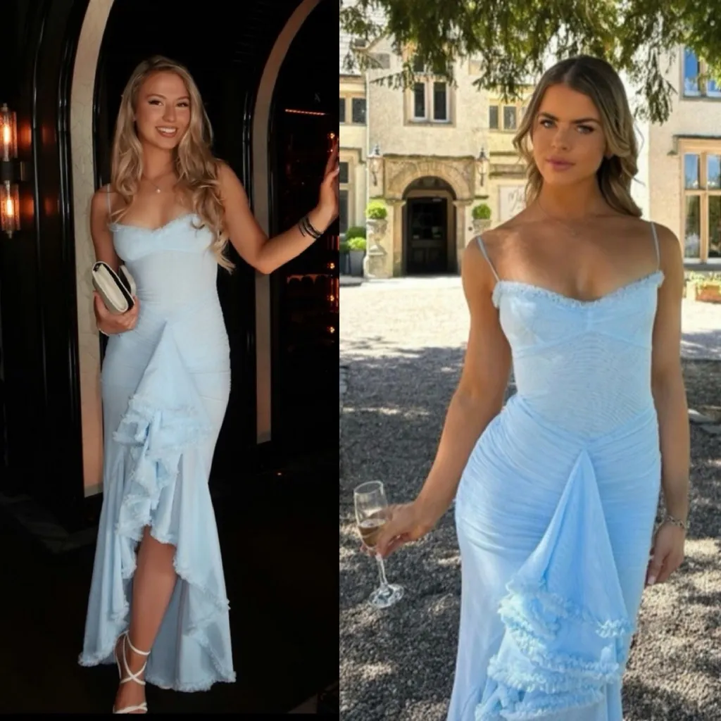 NWOT House of Cb Gabbi Blue Ice water Ruffle front Mesh Cocktail Dress sz L - Image 13