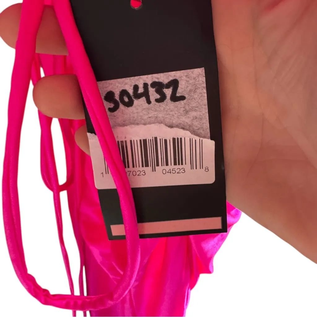 La Femme Rhinestone Plunge Neck Gown Neon Pink 4 Formal‎ Prom Strappy 30601 - Image 10