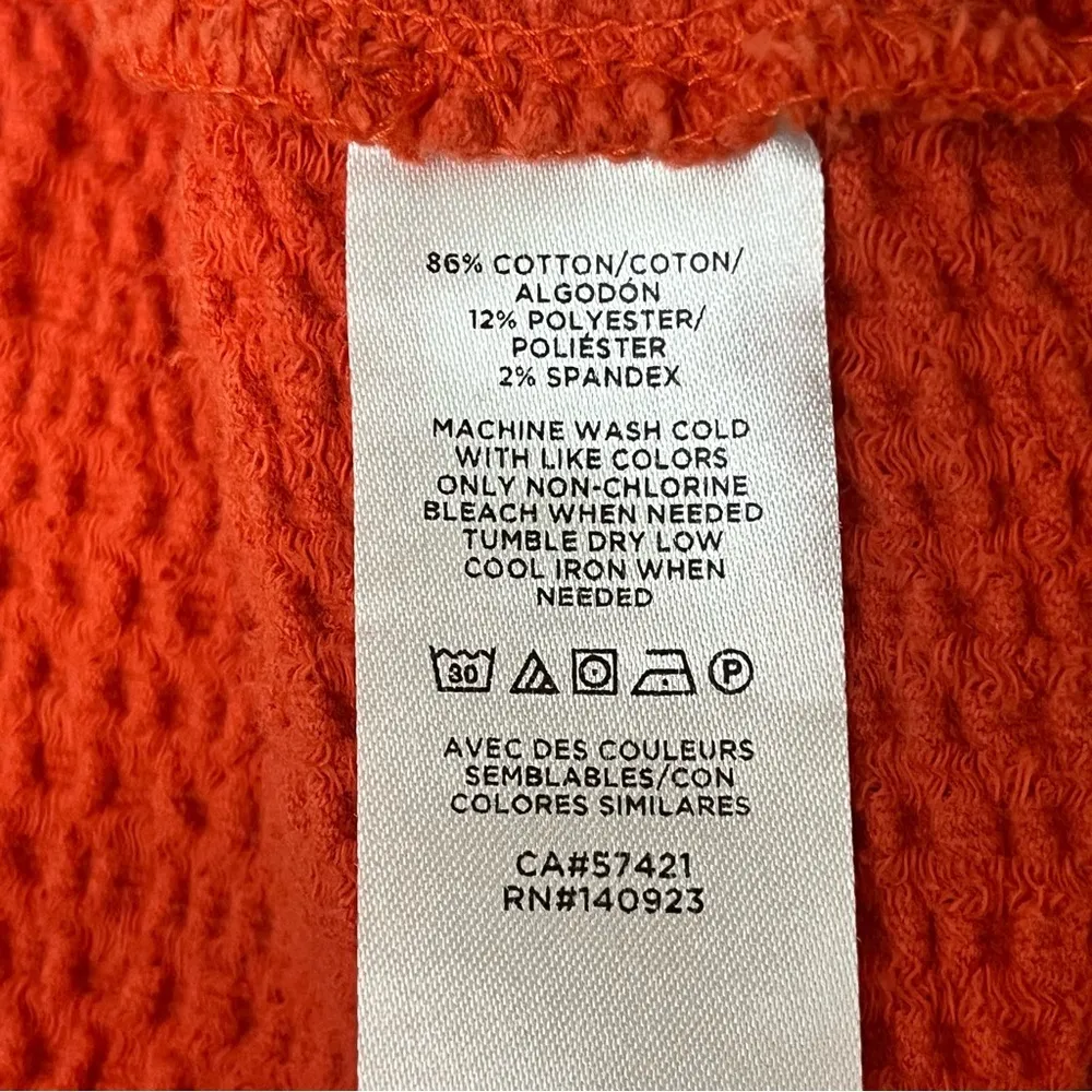 Ann Taylor LOFT Seersucker Tie Front Square Neck Puff Sleeve Top Orange XS - Image 9