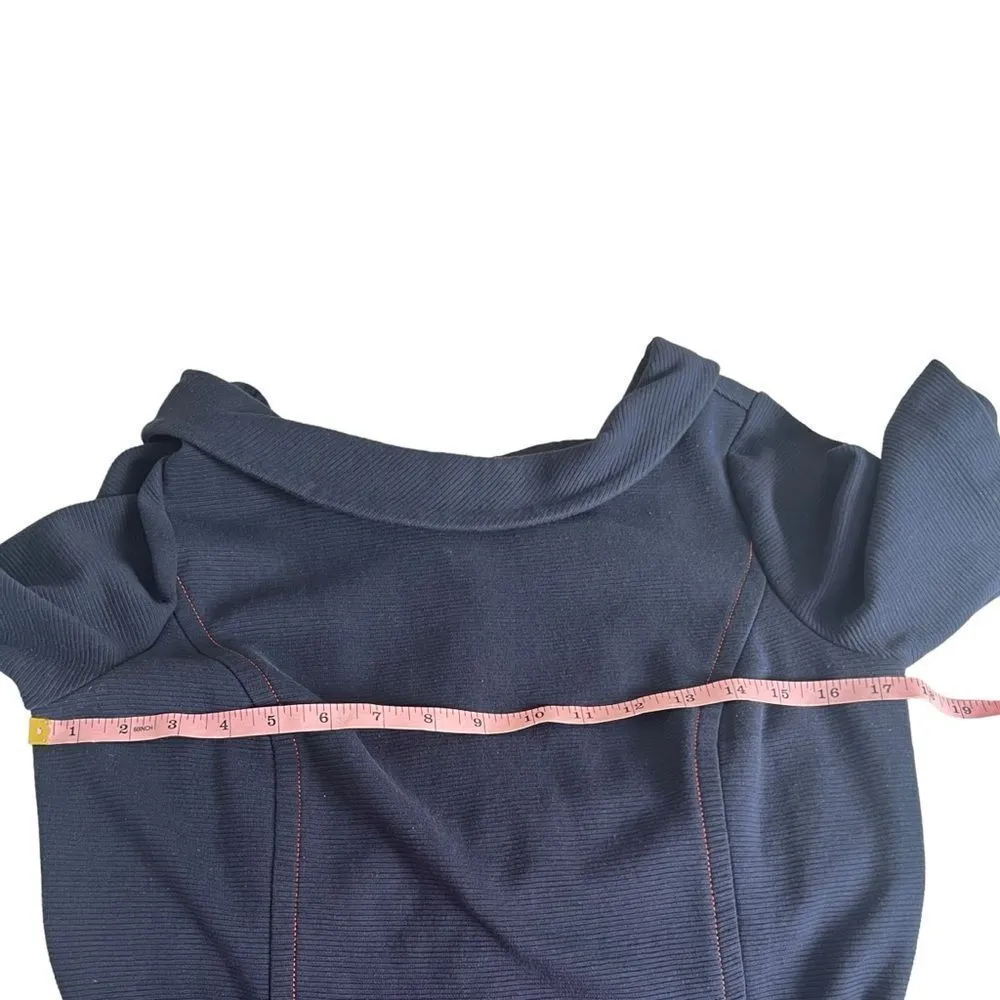 Boden Betty Navy Blue & Red Ottoman Knee Length Sheath Dress Size 10 - Image 7