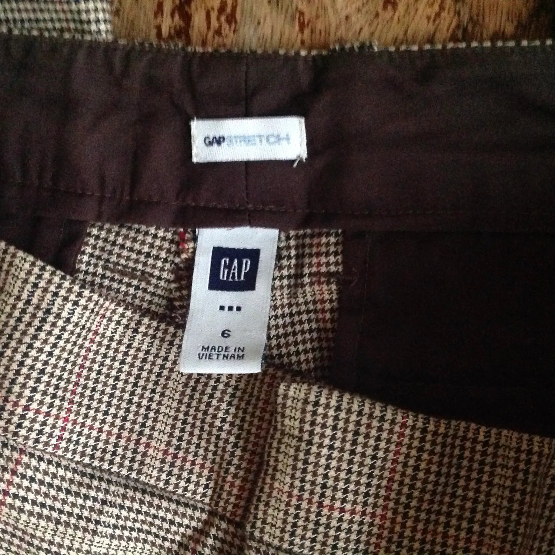 Y2K Stretch Glen Plaid Flare Cuffed Trousers - Sz 6 - Image 4