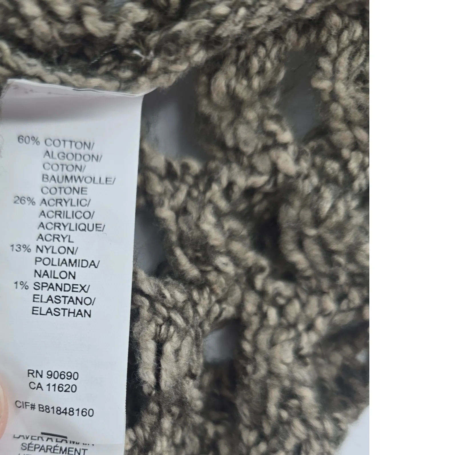 kensie Open Knit Cardigan Sweater Women Size Medium Khaki‎ Beige Crochet - Image 4