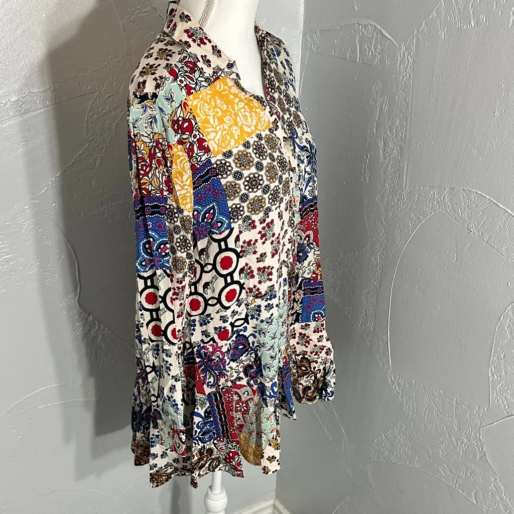 FOR THE REPUBLIC  Colorful Patchwork Blouse - Image 5