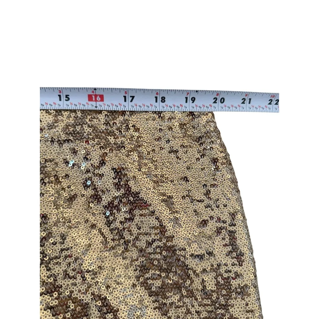 INC Gold Ruched Sequin Zip Skirt Size XXL - Image 8