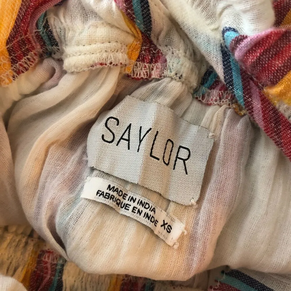 Saylor Midi Dress Lighweight Cotton Flowy Pocket Striped Colorful XS - Image 3