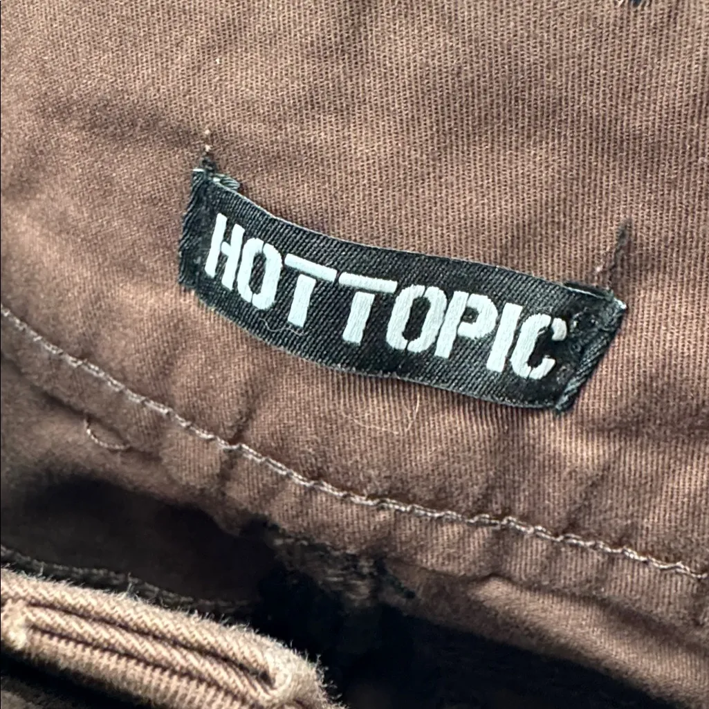 Hot Topic Brown Contrast Grommet Strap Flare Pants 3 goth emo punk concert - Image 13