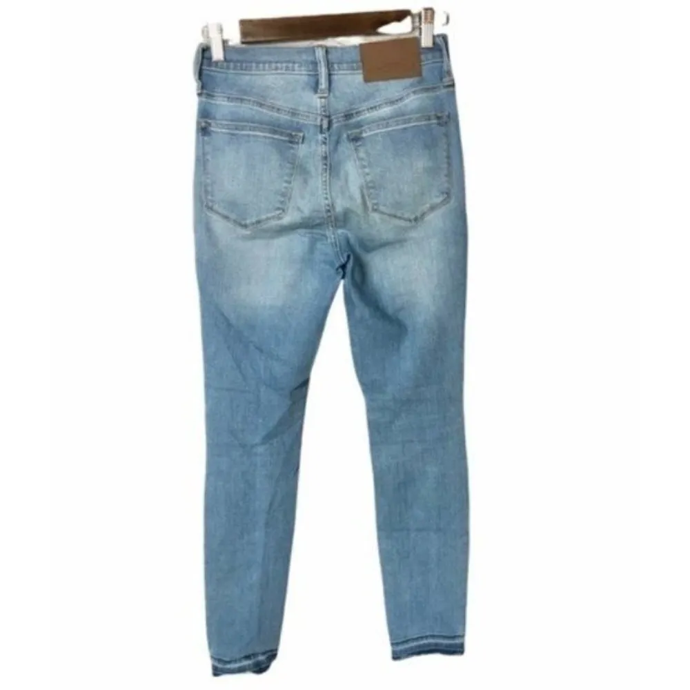 J. Crew Mercantile High Rise Raw Hem Light Wash Skinny Jeans 25 - Image 3