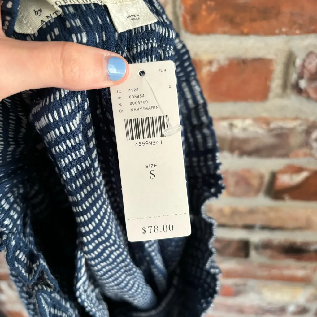 Anthropologie Blue Textured Belted High Rise Shorts NWT, S - Image 5