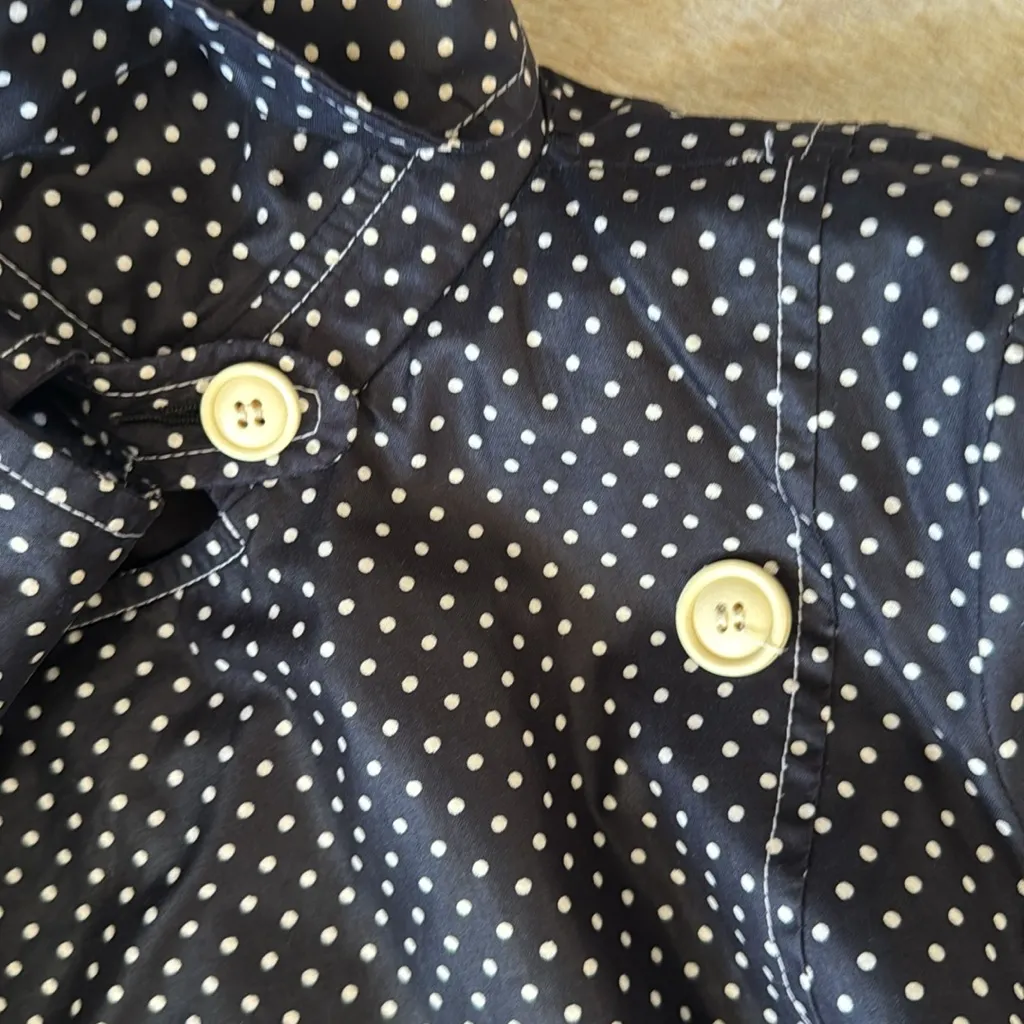 Vintage MissDannimac Black Polka Dot coat with belt size 12 - Image 3