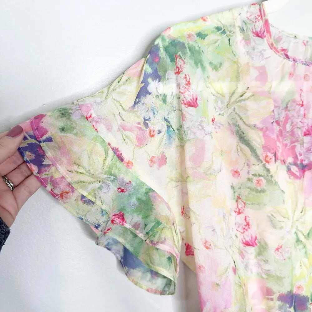 Marchesa Notte Lita Pink Multi Chiffon Ruffle Midi Dress Size 2 NEW $545 - Image 6