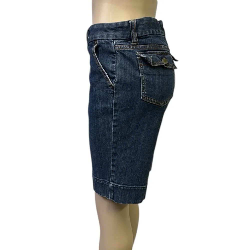 Gap Denim Bermuda Mid Rise 5 Pocket Stretch Med Wash Blue Jean Shorts Womens 12 - Image 5