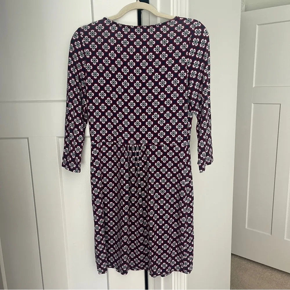 Boden Floral Sabina Jersey Tunic Navy Vibrant Plum Bud Tile Dress Blue Size 6 - Image 4