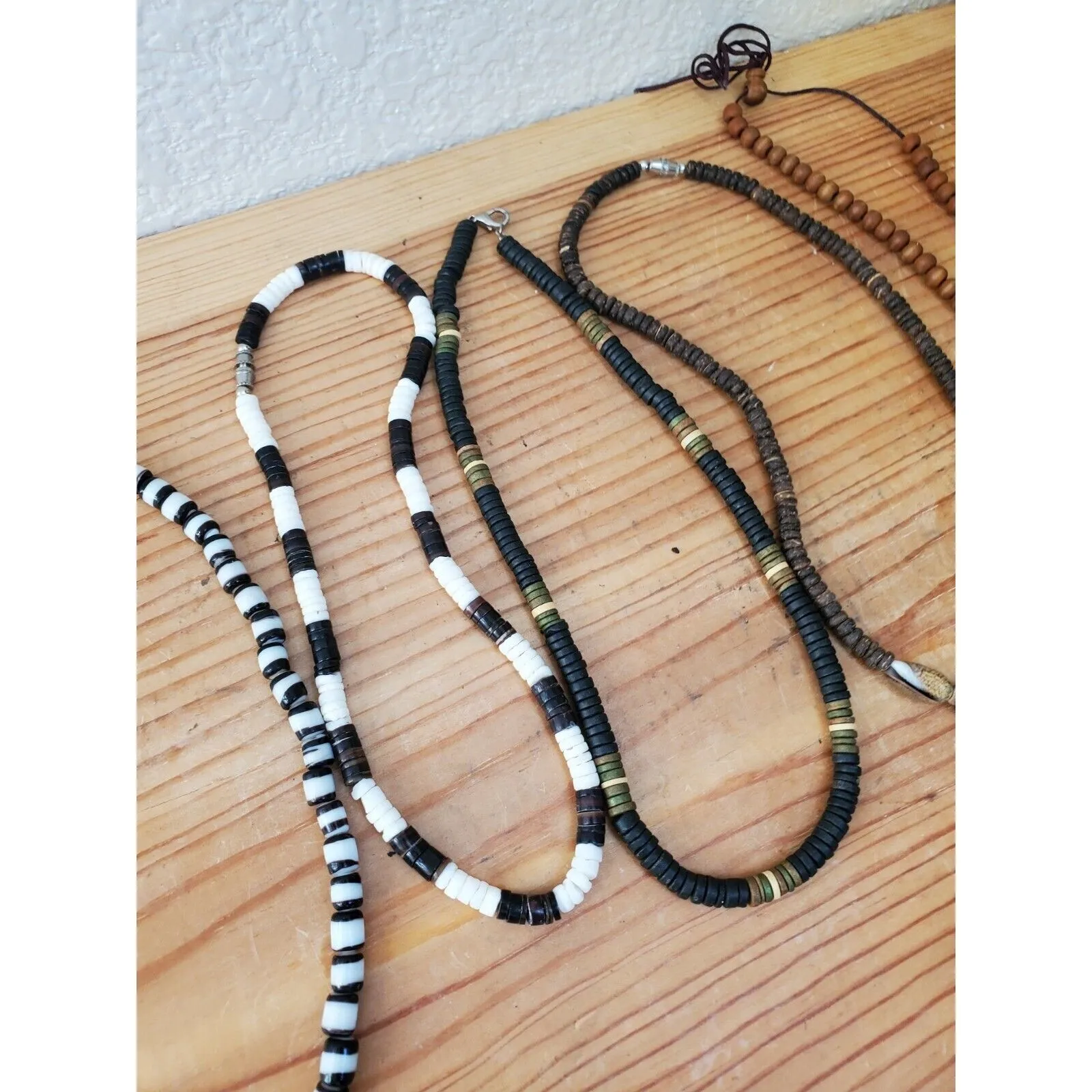 5x Boho Necklace Set Ethnic Natural Materials Wood Glass Shell Prayer Beads - Image 4