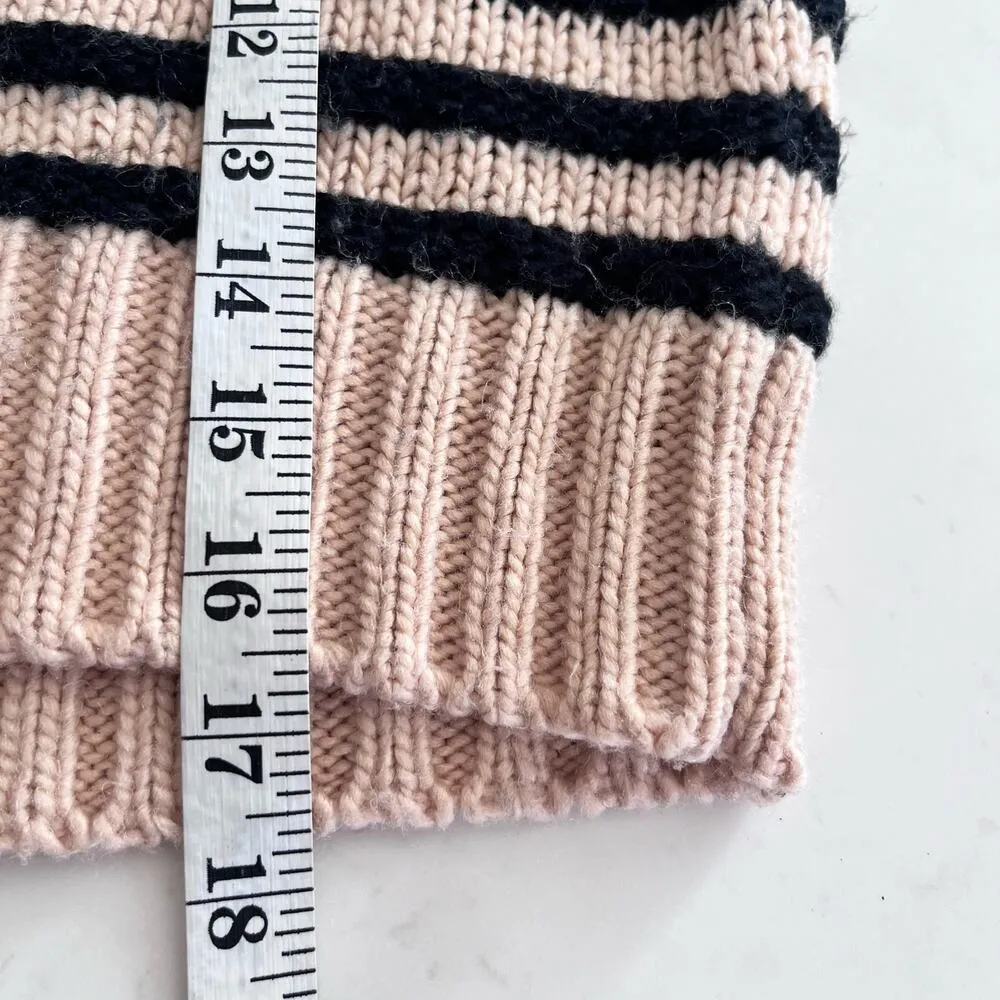 For Love & Lemons Elyse Cream Black Striped Knit Long Sleeve Half Zip Hoodie M - Image 8