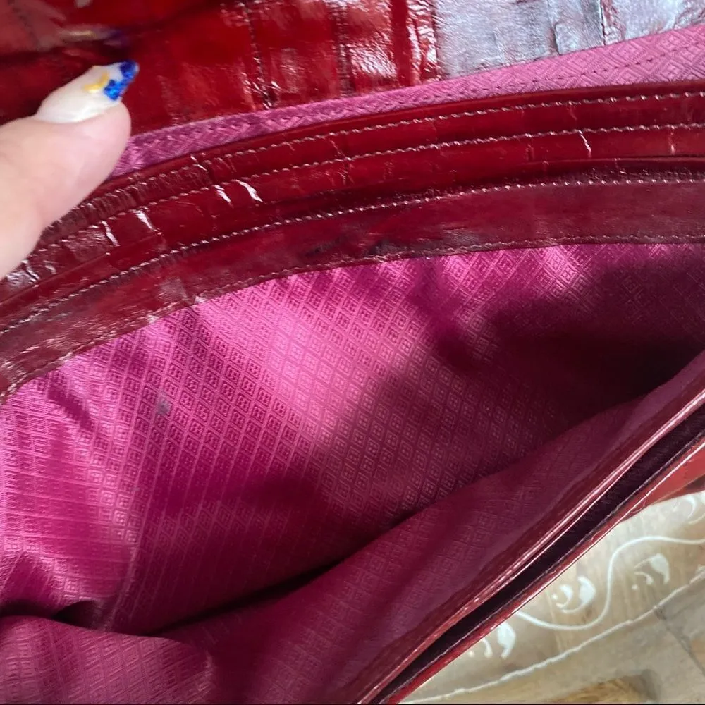 Vintage Deep Red Eel Skin Clutch Red - Image 4