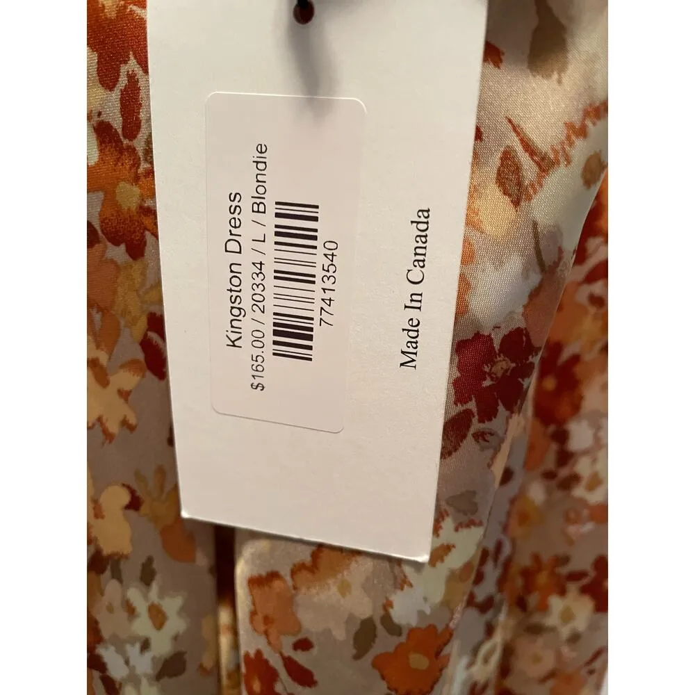 Park & Fifth Kingston Floral Print Satin Strappy Slip Dress Large Orange - Image 5