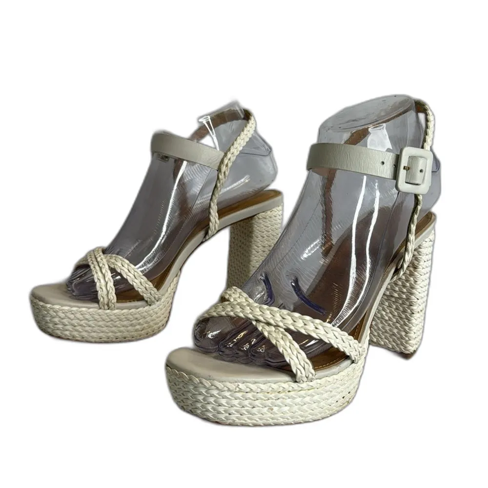 Raye ladies white rope platform heels with straps size 7.5 - Image 2