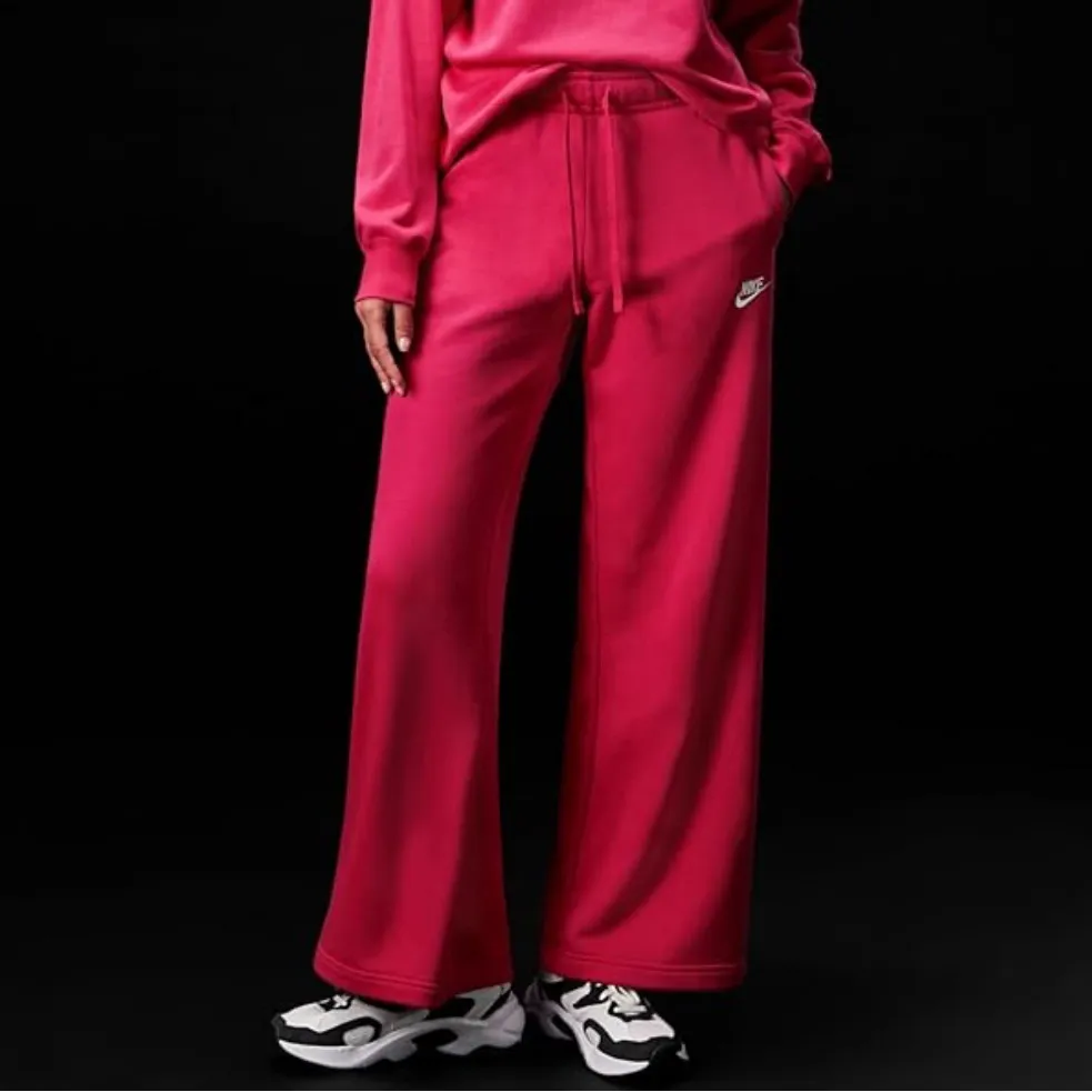 Nike Women's Sportswear Club Fleece Mid-Rise Wide-Leg Sweatpants in Pink Size XL - Image 4