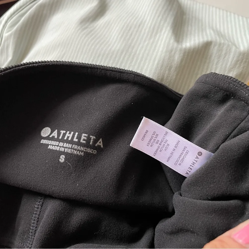 Athleta Elation Hybrid Tights Leggings Black Sz Small Ribbed High Rise - Image 14