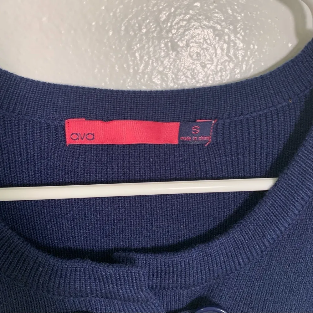 Ava Duster Cardigan Navy Cream Colorblock Stripe - Image 6