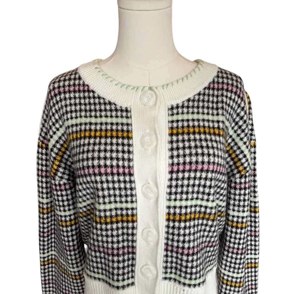Maeve x Anthropologie - The Sutton Compact Cardigan Houndstooth Sz M - Image 3