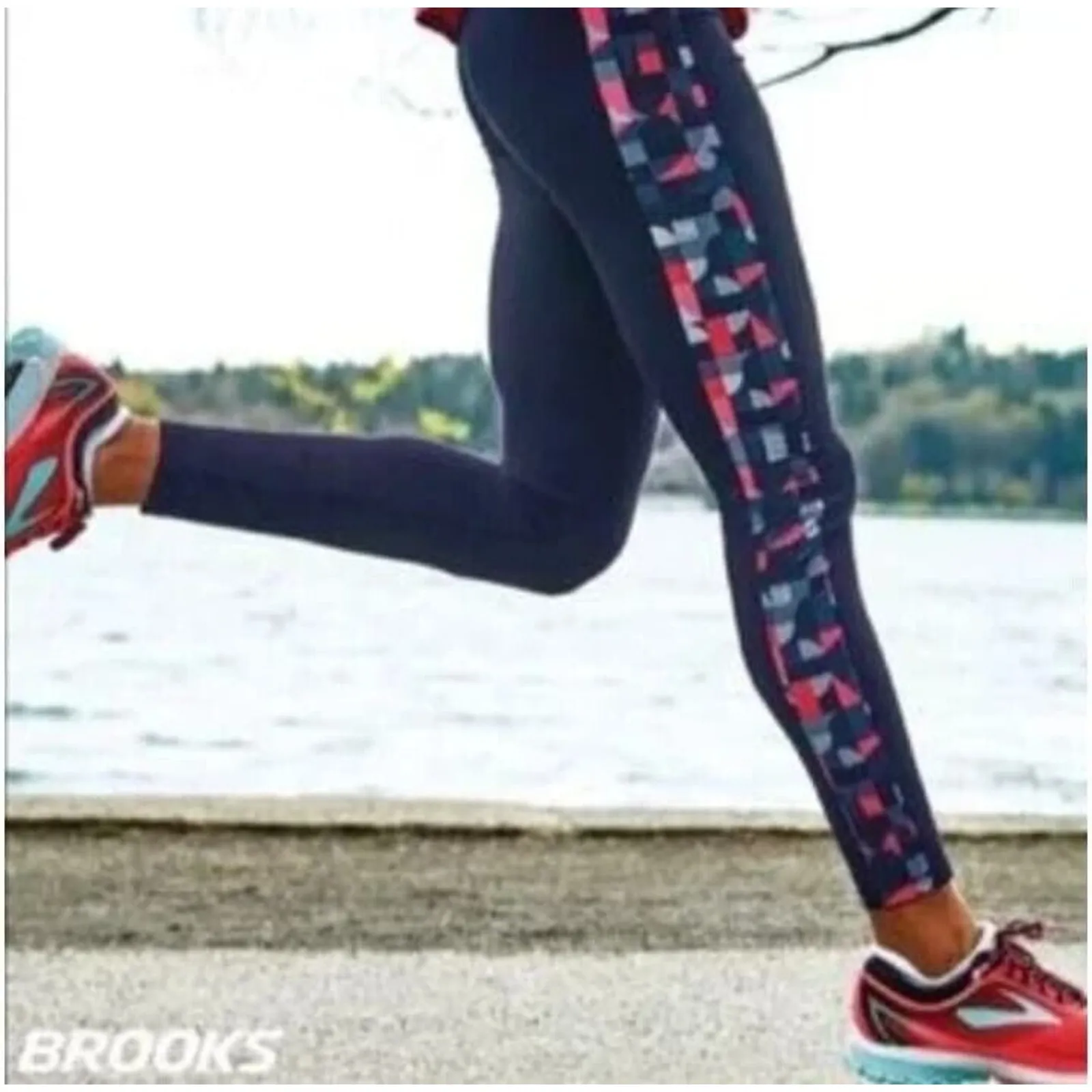 Brooks Leggings Greenlight Tight Blue Red Hanson’s Yoga Women's Size Small - Image 2