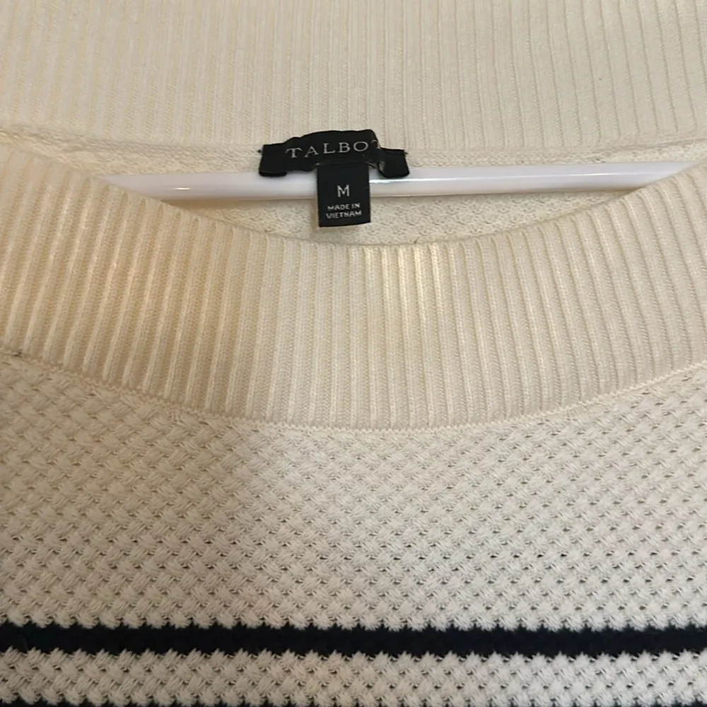 Talbots Sweater Black White Striped Long Sleeve Cotton
Sweater Sz M - Image 3