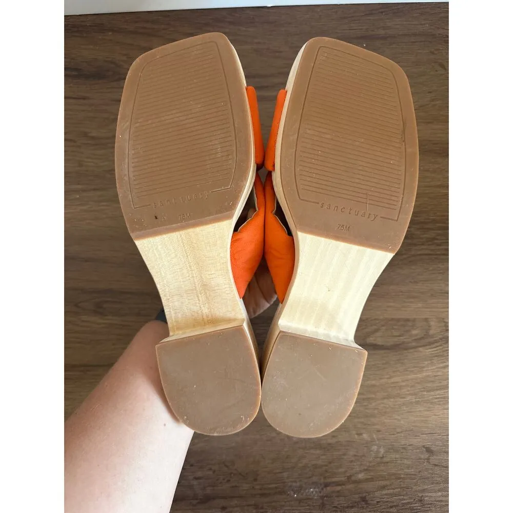Sanctuary Lively Orange Leather Sandals Women’s size 7.5 bright Strappy, slip-on - Image 9