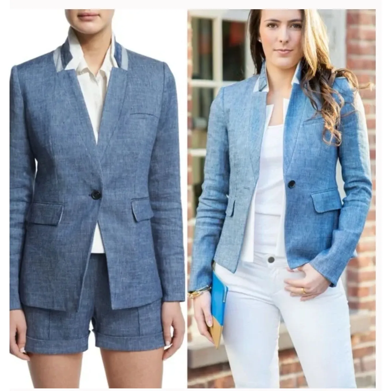 Veronica Beard Orchid Chambray Upcollar Jacket dickey linen blazer Size 6 - Image 2