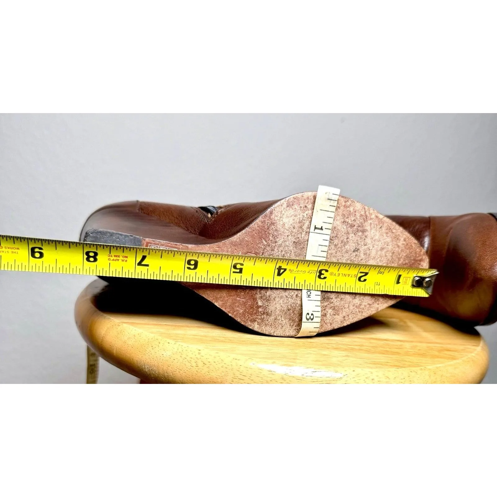 COACH Melody Leather Wedge Heel Almond Toe Ankle Boots Brown Zip Size 7B Booties - Image 10