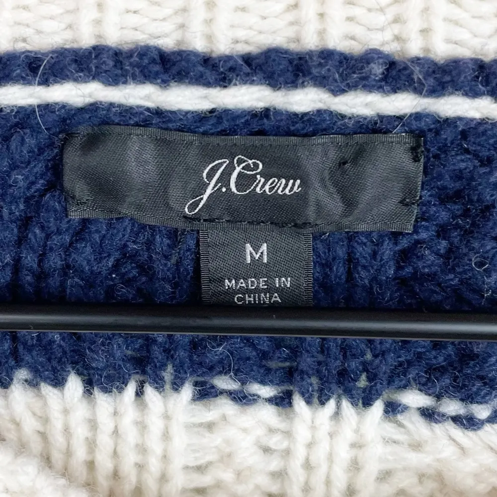 J. Crew Gabby Striped Cable Knit Merino Wool Blend Sweater K4655 Size Medium - Image 5