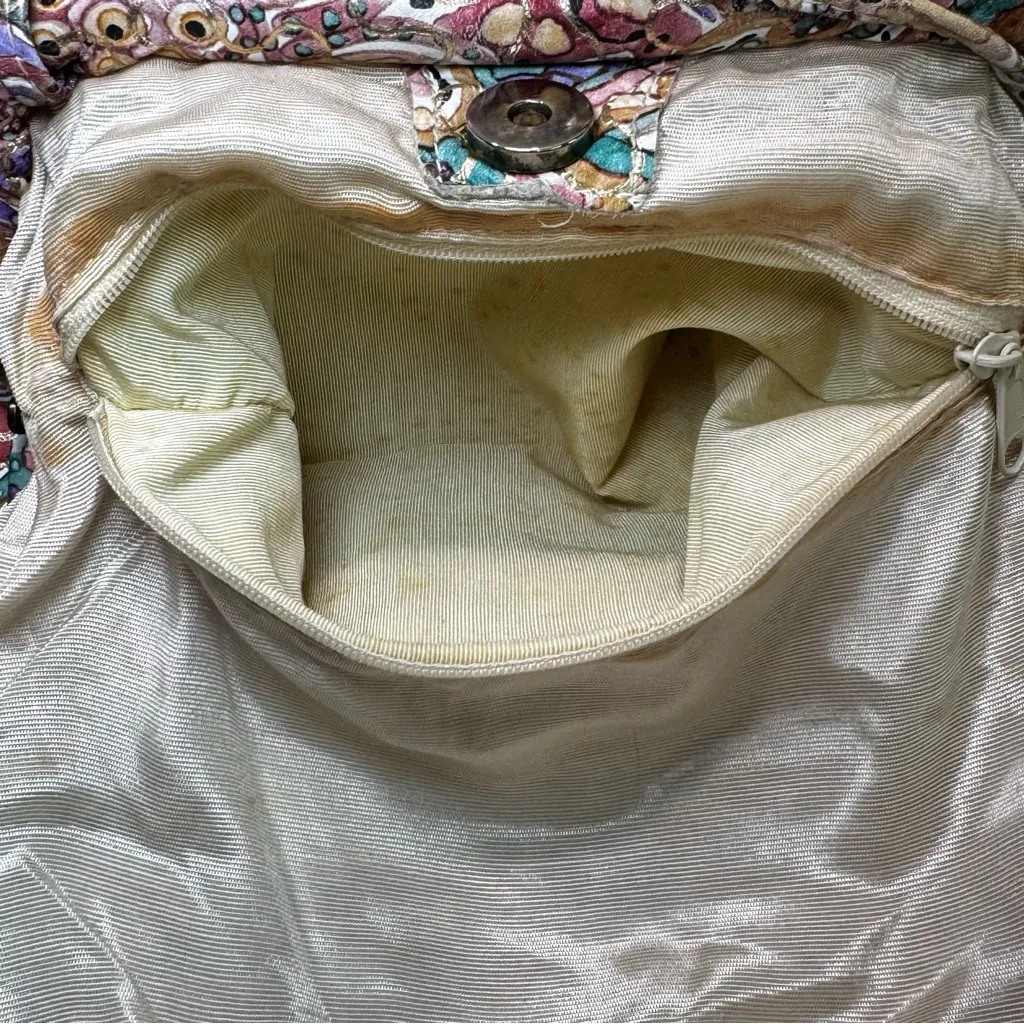 Vintage 1980s Quilted Painted Leather Paint Splash Purse Handbag Multicolor - Image 9