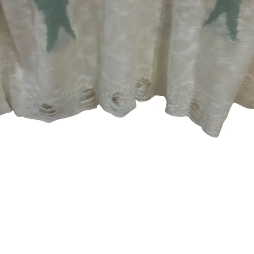 Adora large, long, sleeved, distressed star, cream, blue sweater, V - Image 7