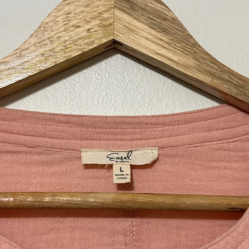 Easel Flower Patch Top Women's Size Large Cotton Gauze Floral Boho - Image 4