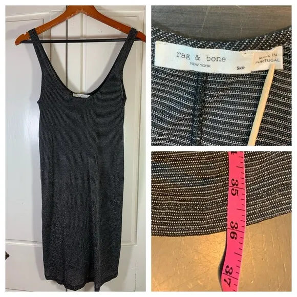 Rag & Bone Shimmer Gray Mini Tank Dress Women Small Coquette Sexy Nightclub Date - Image 2