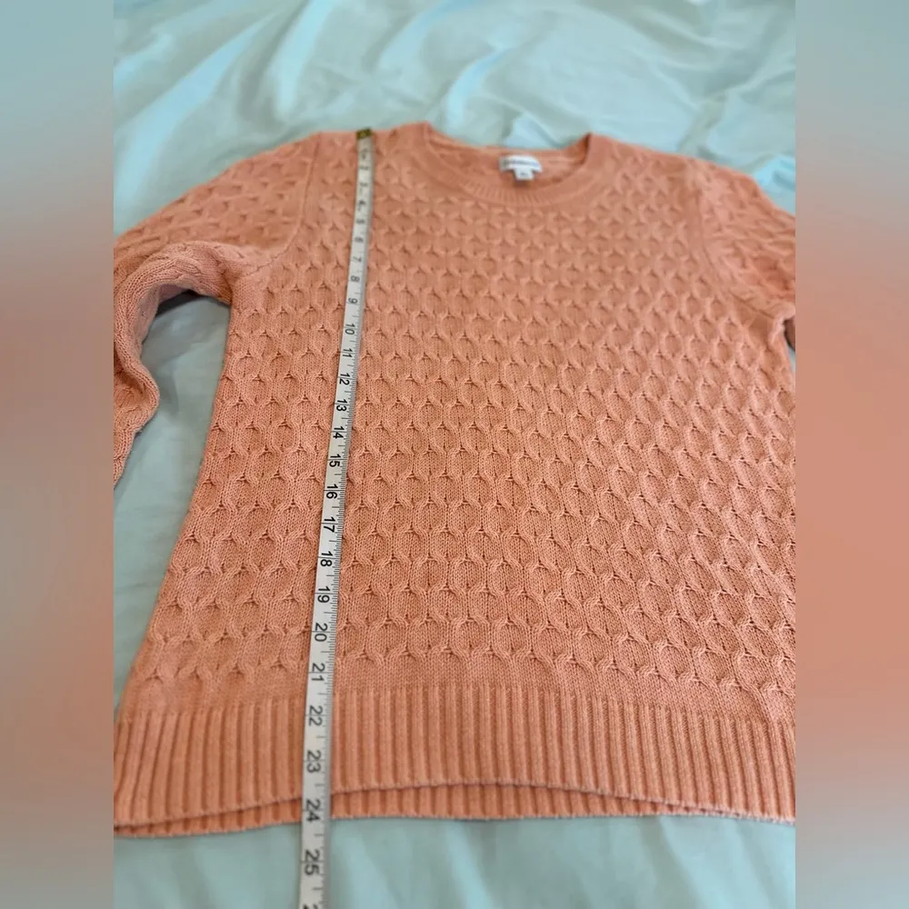 Croft & Barrow Women’s Sz: L Orange Cotton Cable-Knit Crew Neck Pullover Sweater - Image 4
