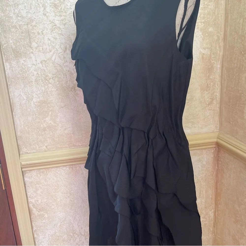 COS Tiered Ruffle linen Blend Sleeveless Pullover A Line Mini Dress Black Sz 12 - Image 3