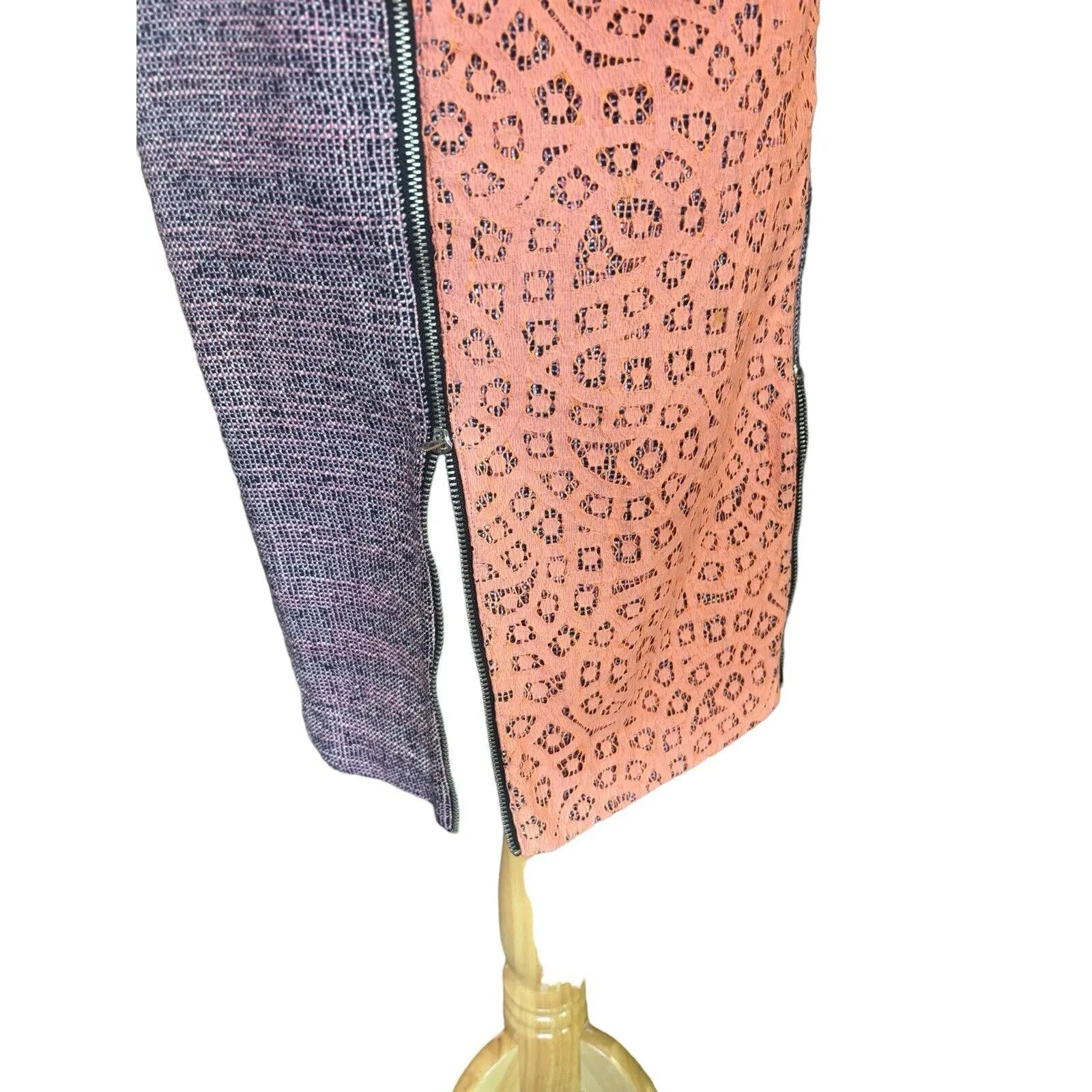 Rebecca Minkoff Tweed Multi Zipper Slits Trendy Pink Pencil Skirt Designer 8‎ - Image 2