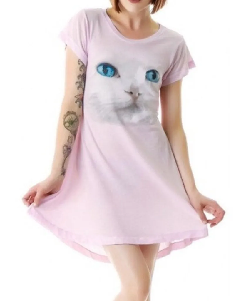 Wildfox Digital Cat Daisy Dress Baby Open Cut-Out Draped Back Backless A-Line S - Image 1