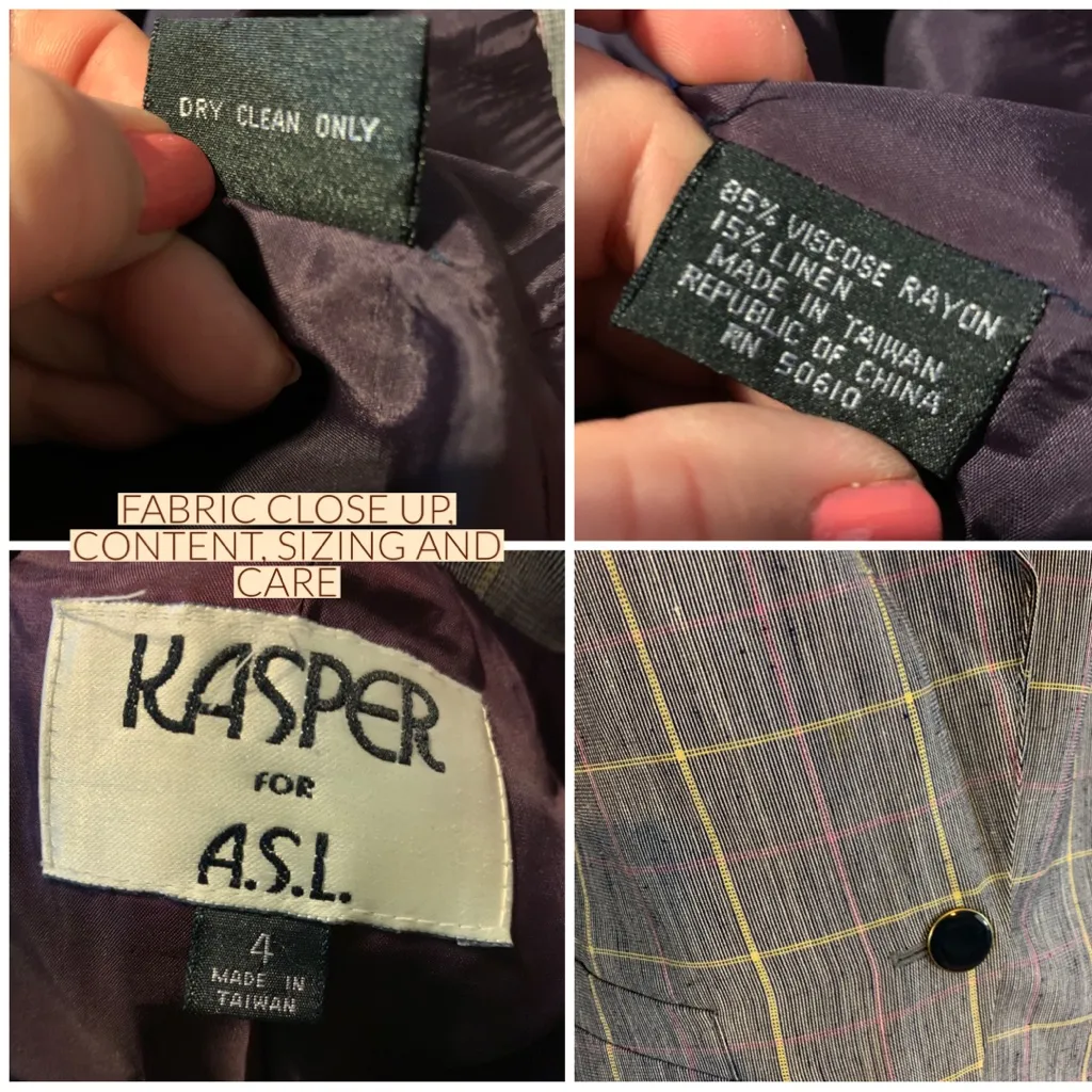 VINTAGE 1980'S KASPER ASL BLUE, PINK, YELLOW AND WHITE STRIPE BLAZER (4) Blue - Image 12