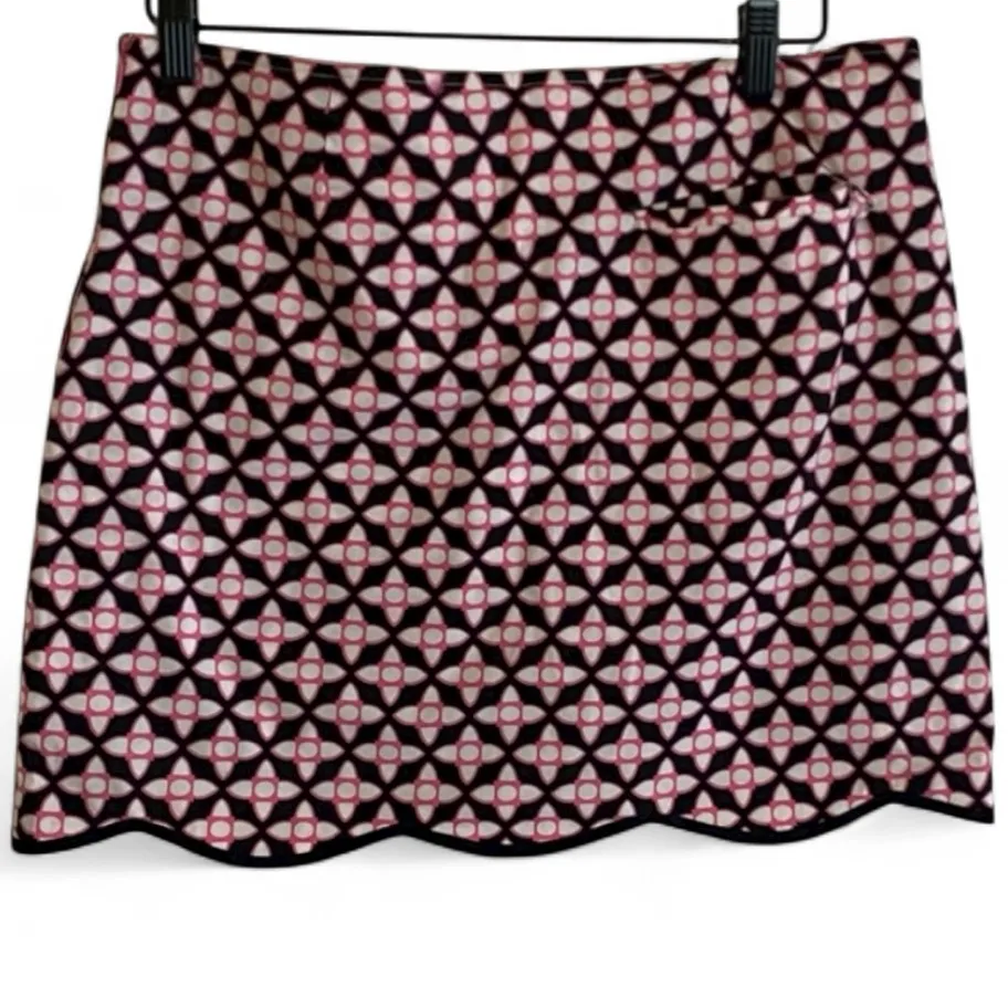 GOLFTINI FIERCE Geometric Patterned Pink Black White Scalloped Hem Skirt Skort 4 - Image 2