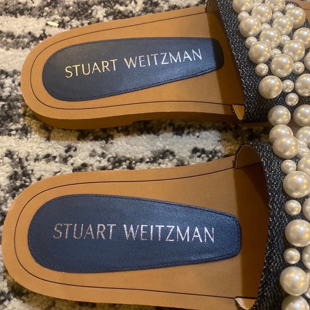 Stuart Weitzman Goldie Imitation Pearl Slide - Image 3