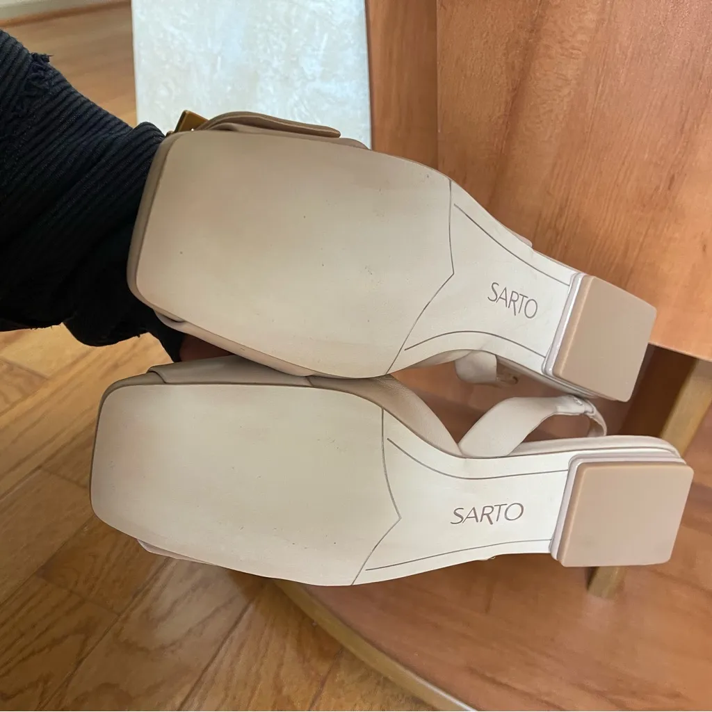 Franco Sarto Women's Classic Leather Ballet Flat Sling Backs Beige Sz 8 - Image 11