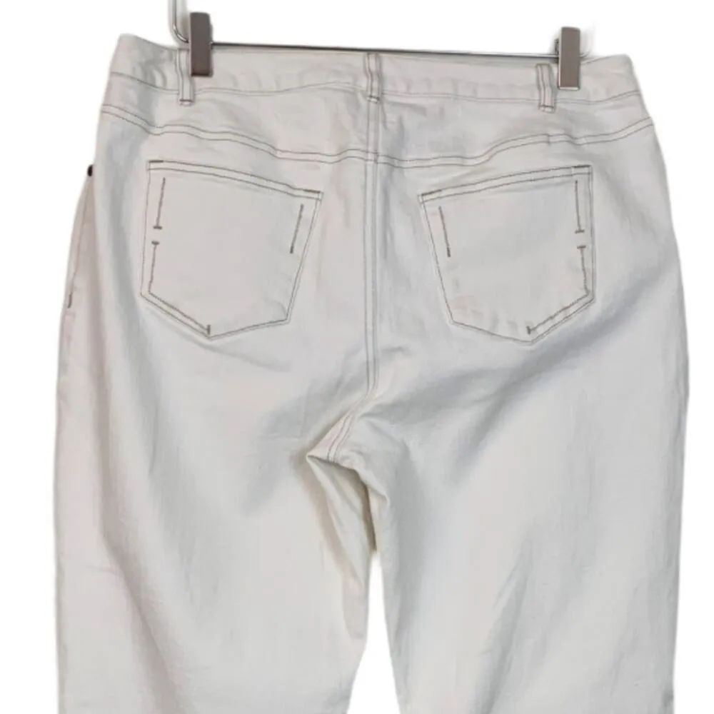 J.Jill Women's Jeans 10" High Rise Cream Eggshell Boot Cut Stretch Size 14 - Image 4